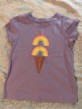 Cat & Jack Purple Tee with Rainbow Ice Cream Graphic